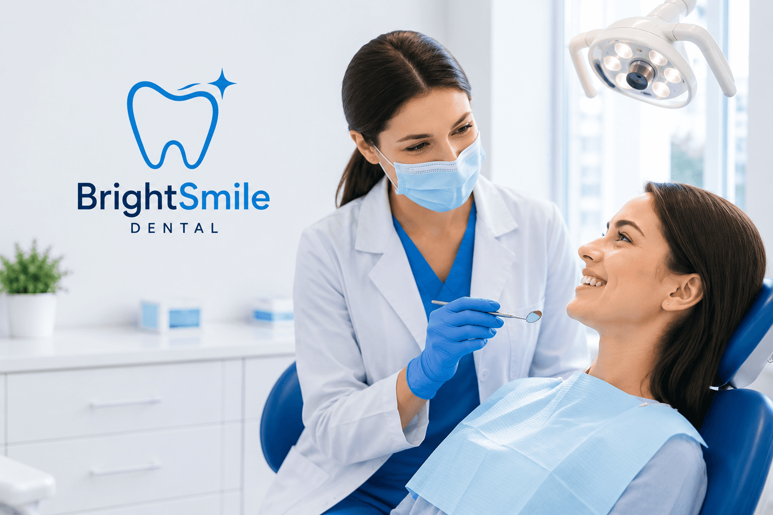 Dentist with patient smiling